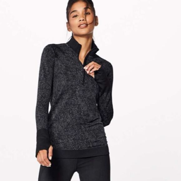 LULULEMON Rest Less Half Zip Black / Dark Cast Size 8 - Picture 15 of 15
